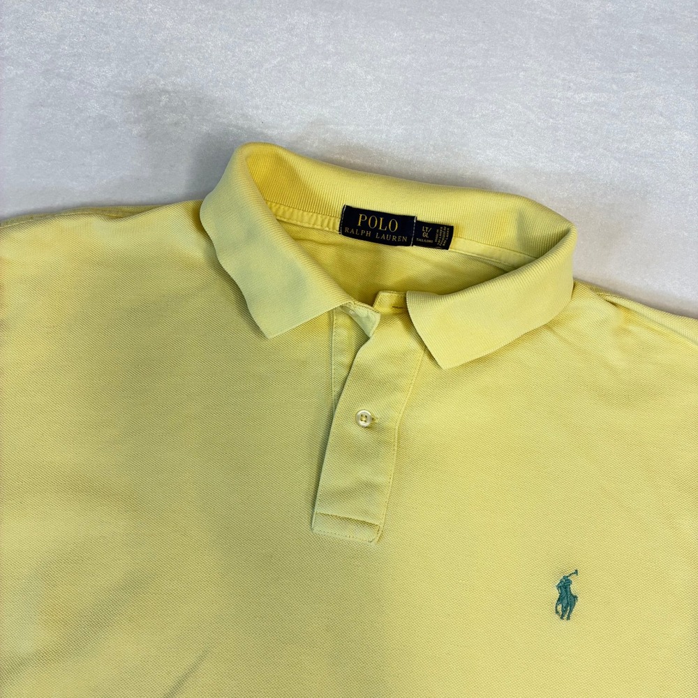 Polo Ralph‎ Lauren Mens Yellow Tall Long Sleeve Polo Shirt Classic Fit LT GL